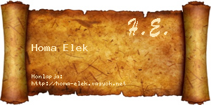 Homa Elek névjegykártya